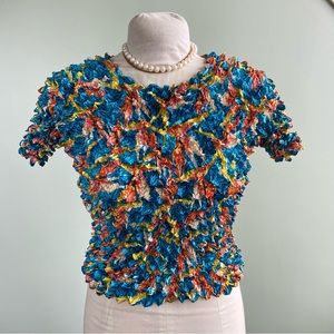 Vintage 90s Multi Colour Popcorn Top, Small-Large